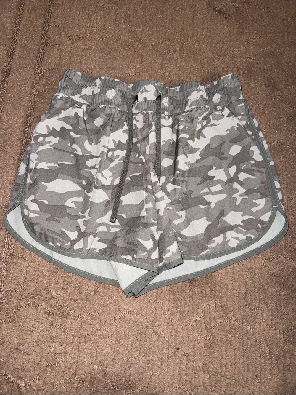 Women’s Gray Camo Athletic Shorts - Lightweight Casual